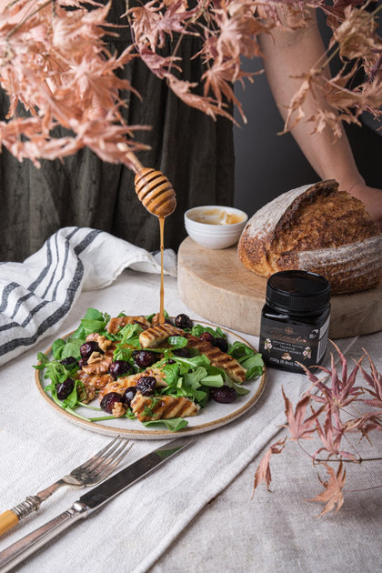 HALLOUMI AND ROASTED GRAPE SALAD – Manuka Royale